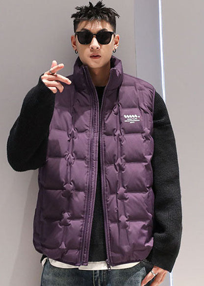 Boutique Purple Stand Collar Duck Down Puffers Vest Winter