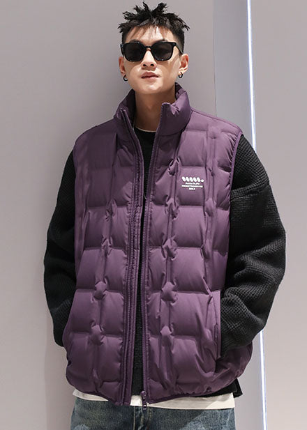 Boutique Purple Stand Collar Duck Down Puffers Vest Winter