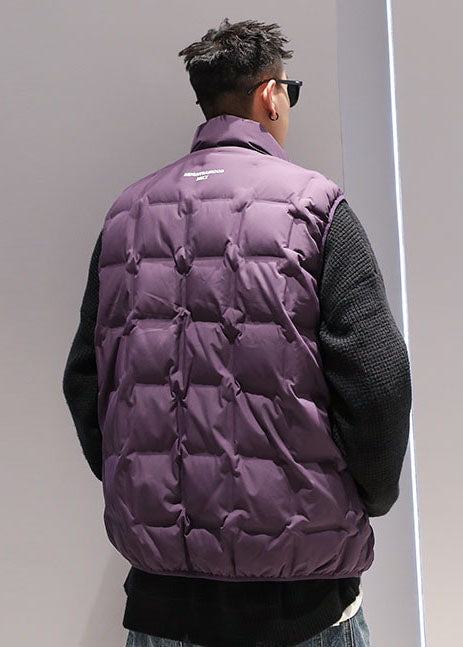 Boutique Purple Stand Collar Duck Down Puffers Vest Winter