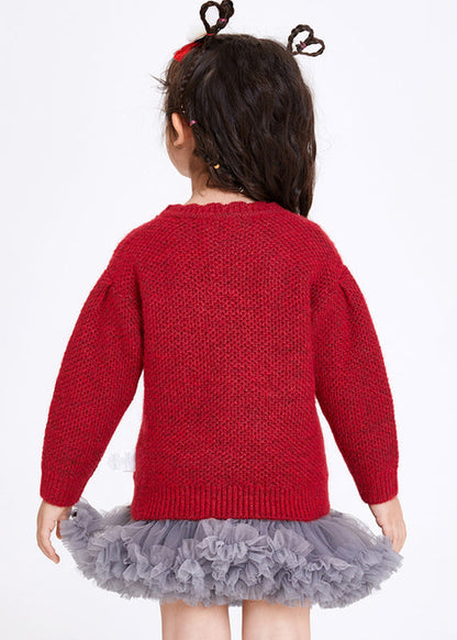 Boutique Red Bow Cotton Knit Sweaters Spring