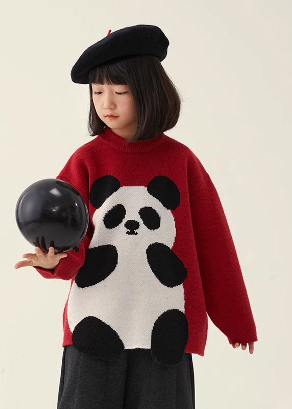 Boutique Red O-neck Cotton Knit Sweaters Spring