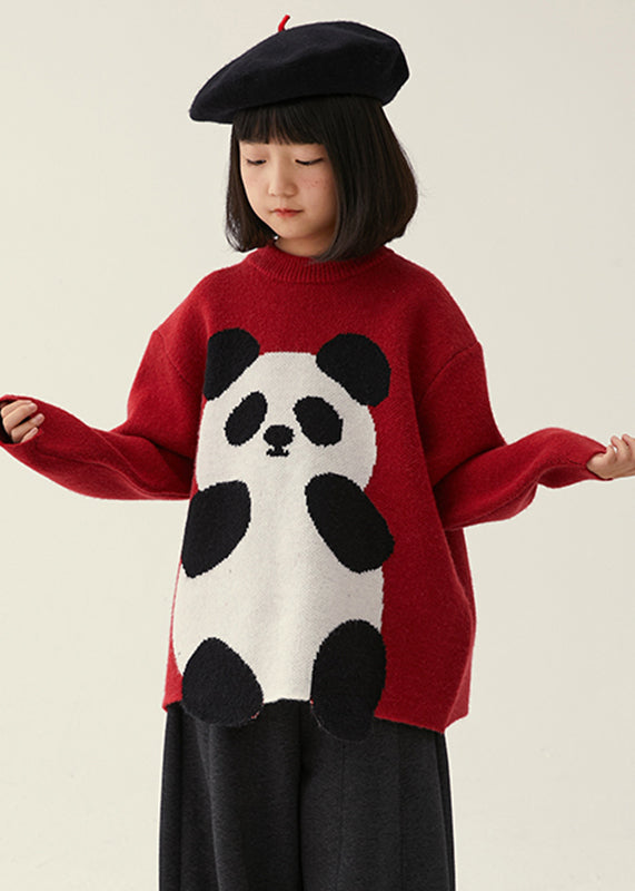 Boutique Red O-neck Cotton Knit Sweaters Spring