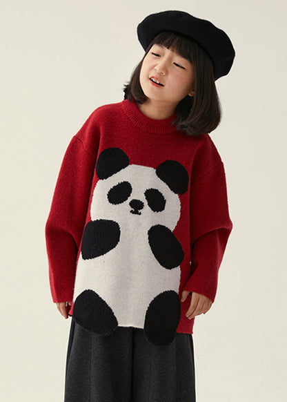 Boutique Red O-neck Cotton Knit Sweaters Spring