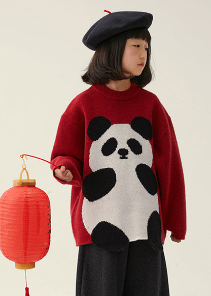 Boutique Red O-neck Cotton Knit Sweaters Spring