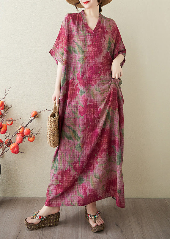 Boutique Red Oversized Tie Dye Cotton Holiday Dress Summer