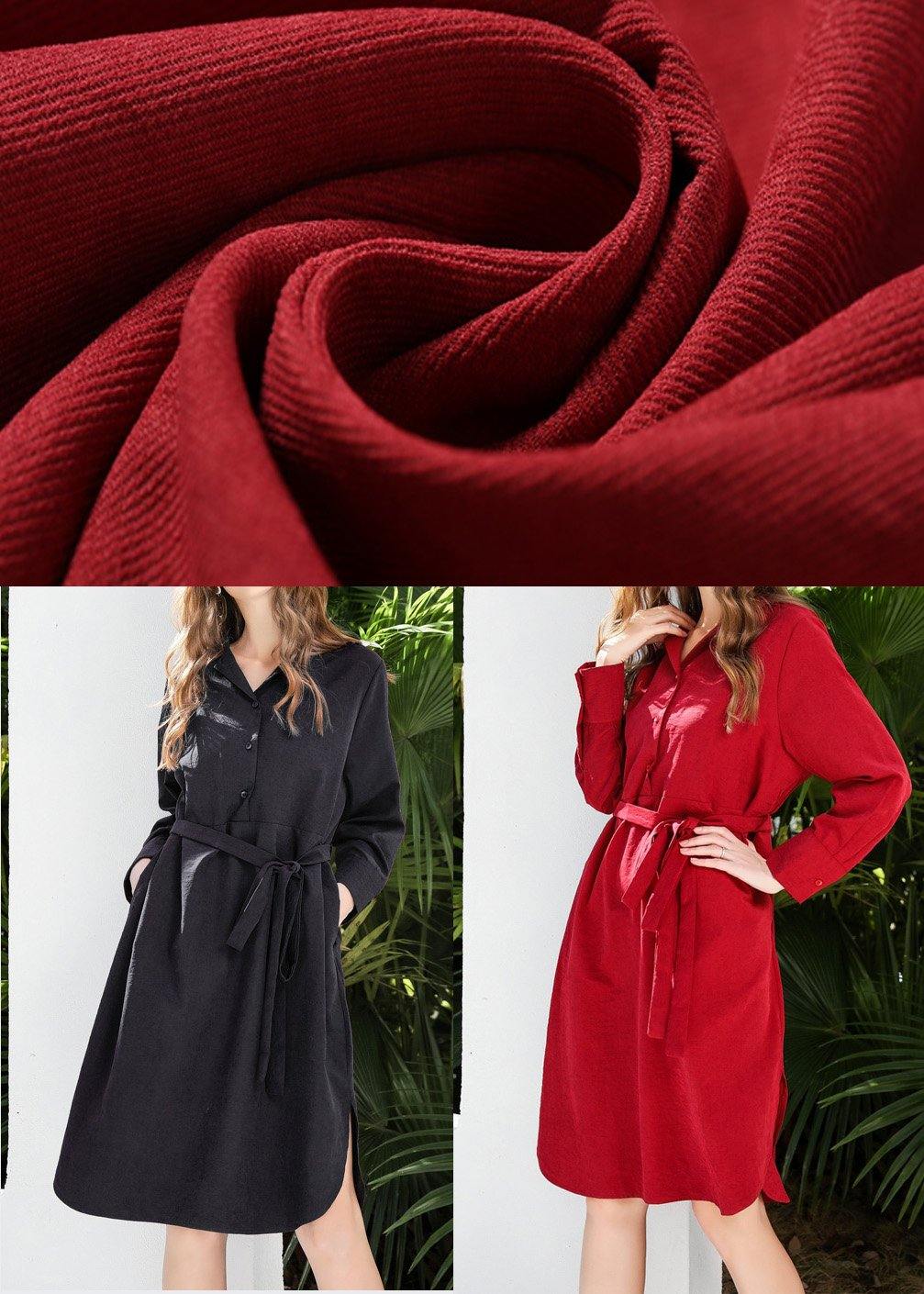 Boutique Red Peter Pan Collar Cotton Long Sleeve Spring Holiday Dress