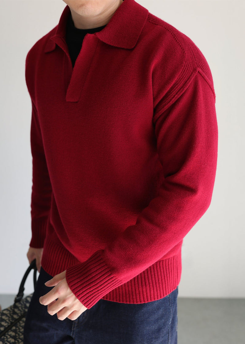 Boutique Red Peter Pan Collar Solids Knit Sweater Tops Winter