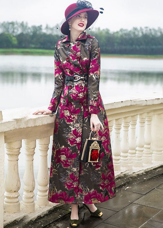Boutique Rose Double Breast Print Fine Cotton Filled Trench Winter