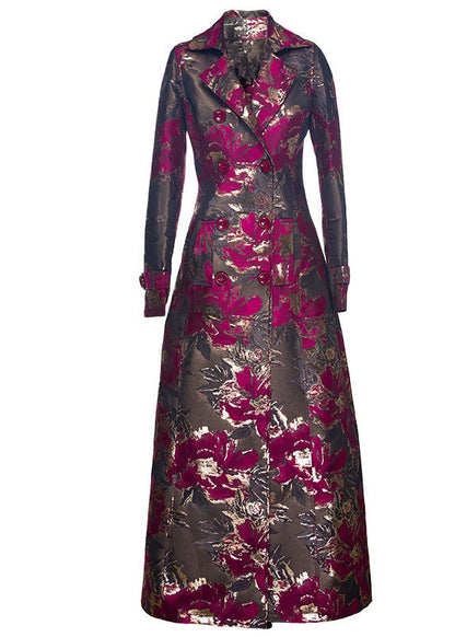 Boutique Rose Double Breast Print Fine Cotton Filled Trench Winter