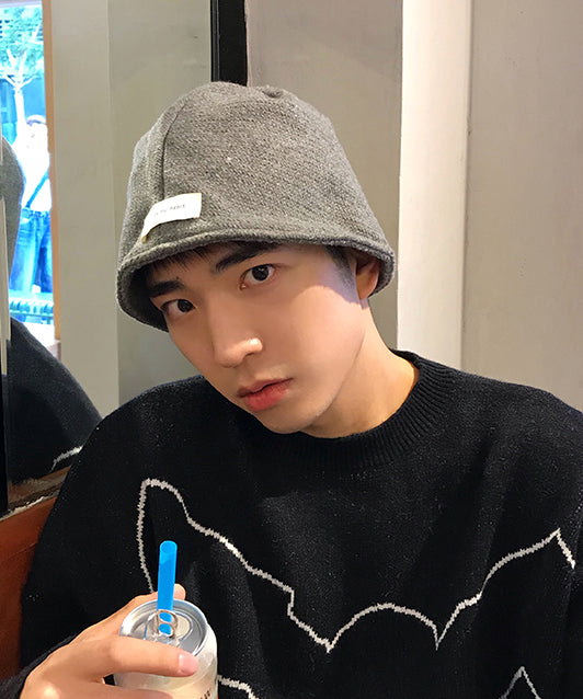 Boutique Versatile Grey Woolen Bucket Hat