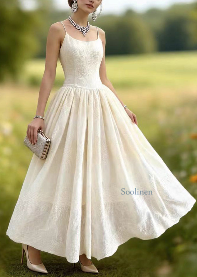 Boutique White Embroidered Lace Spaghetti Strap Dress Summer