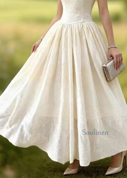 Boutique White Embroidered Lace Spaghetti Strap Dress Summer