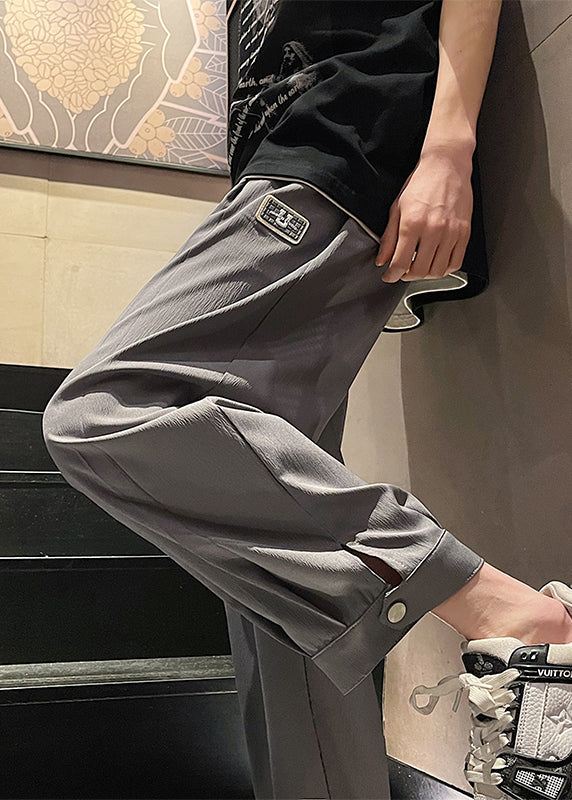 Boutique White Pockets Elastic Waist Ice Silk Crop Pants Summer