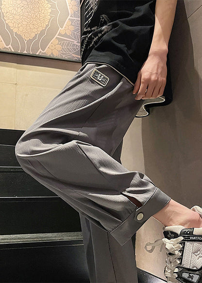 Boutique White Pockets Elastic Waist Ice Silk Crop Pants Summer