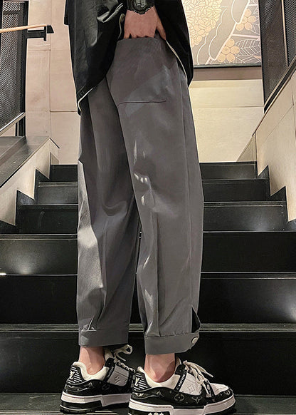 Boutique White Pockets Elastic Waist Ice Silk Crop Pants Summer