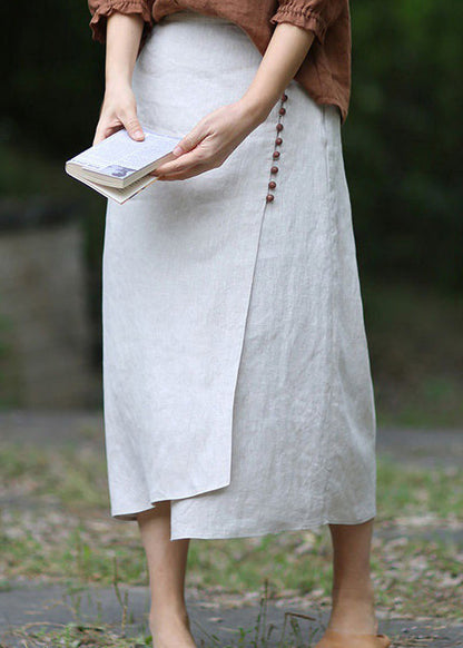 Boutique White-gray Flower Asymmetrical Design Elastic Waist a Line Skirts Spring
