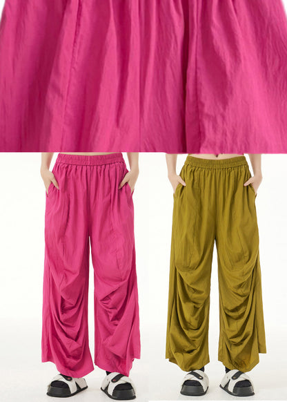 Boutique Yellow Wrinkled Long Pants Summer