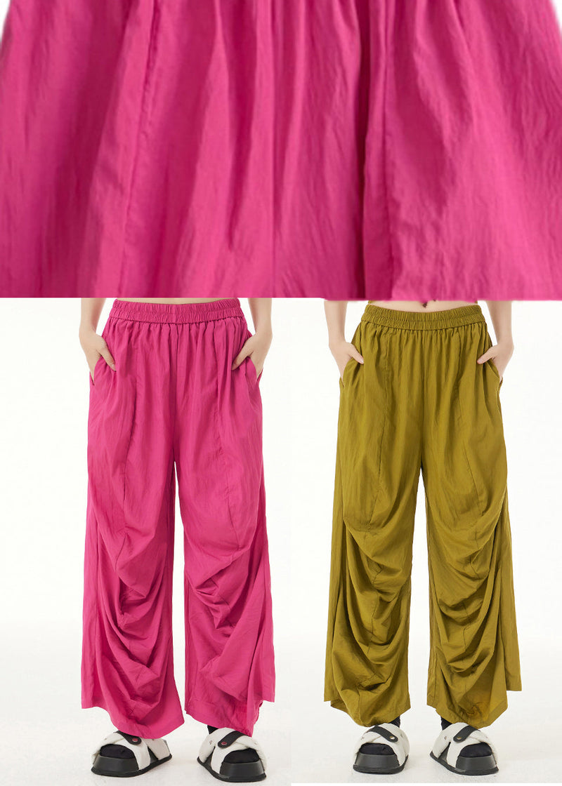 Boutique Yellow Wrinkled Long Pants Summer