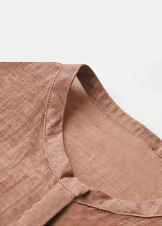 Boutique Chocolate O-neck Button Side Open Blouse Tops Spring