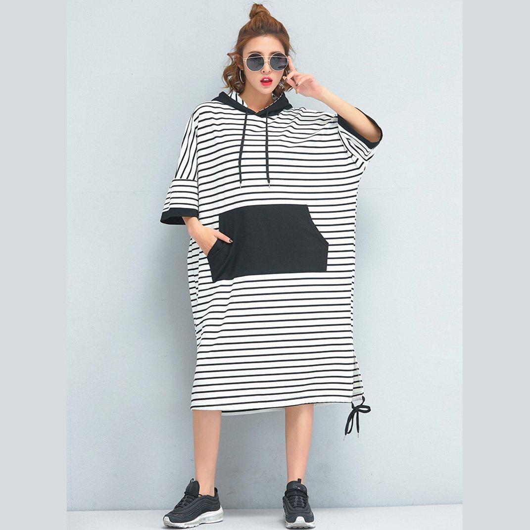 Brand Oversized Clothing Loose Cotton Striped Dress