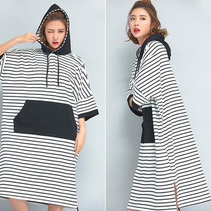 Brand Oversized Clothing Loose Cotton Striped Dress
