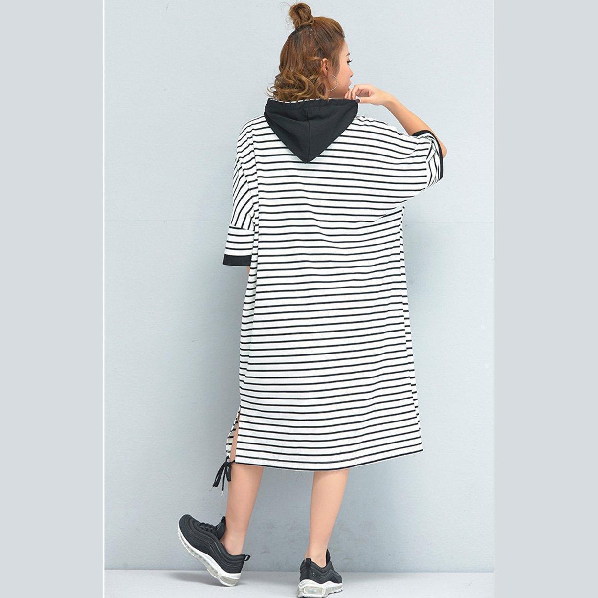 Brand Oversized Clothing Loose Cotton Striped Dress