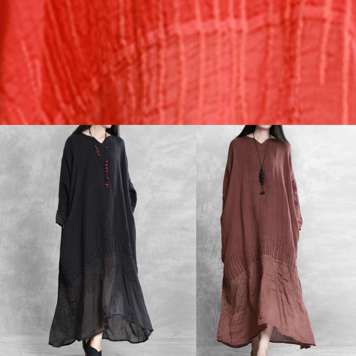 Brand Set Dress Retro Chocolate Long Skirt New Loose Robe