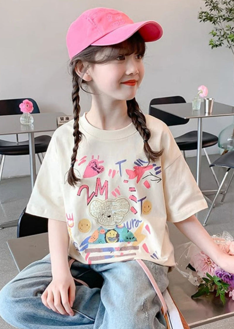 Brief Apricot Print T Shirt Short Sleeve