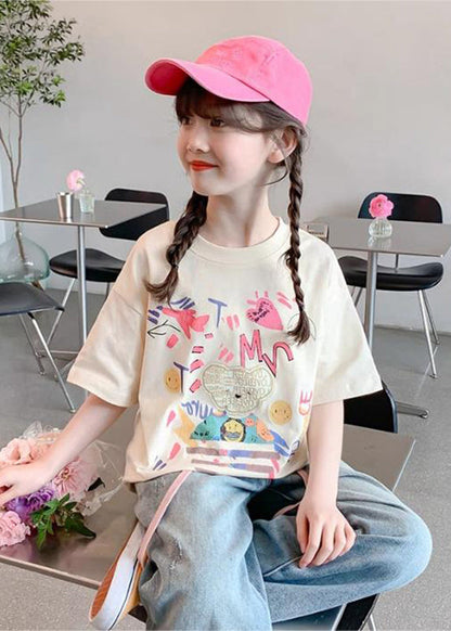 Brief Apricot Print T Shirt Short Sleeve