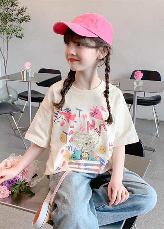 Brief Apricot Print T Shirt Short Sleeve