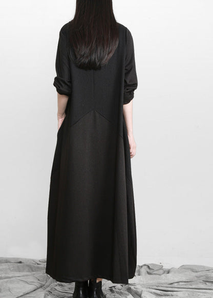 Brief Black Turtleneck Asymmetrical Maxi Dresses Spring