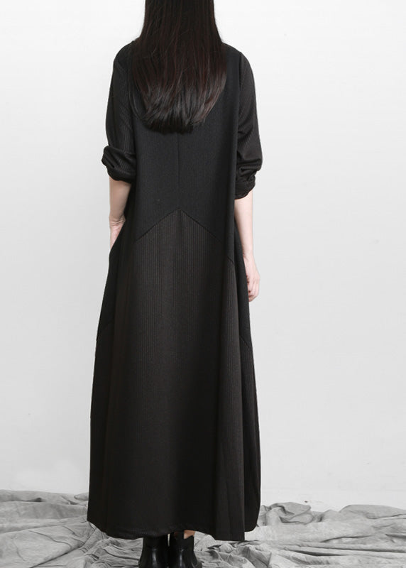 Brief Black Turtleneck Asymmetrical Maxi Dresses Spring