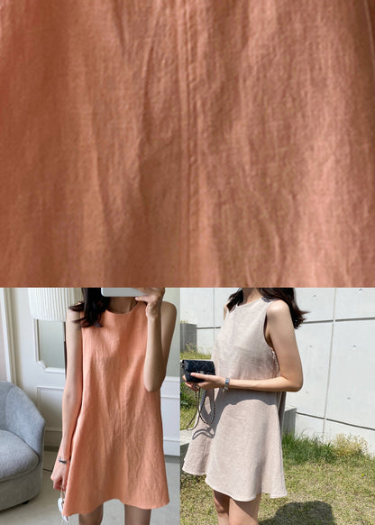 Brief Orange O-neck Patchwork Cozy Mid Dress Summer