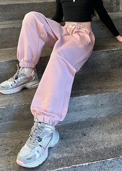 Brief Pink Patchwork High Waist Beam Pants