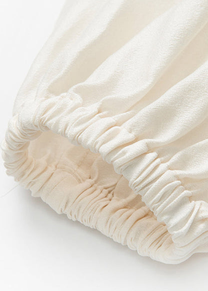 Brief White Button Hooded Shirts Vest and Shorts Three-piece Set Lantern Sleeve