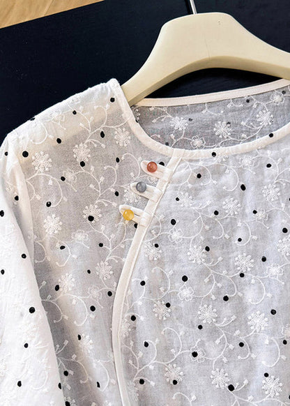 Brief White Print Low High Design Top Short Sleeve