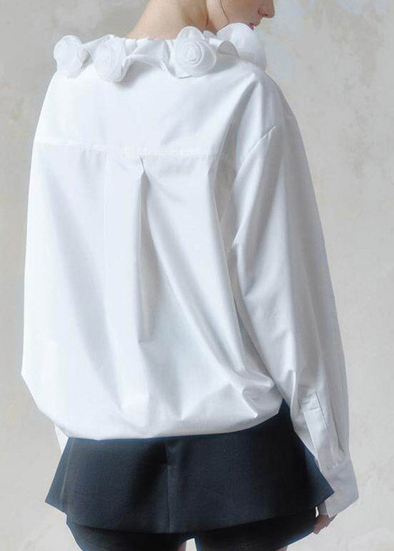 Brief White Ruffled Shirts Long Sleeve