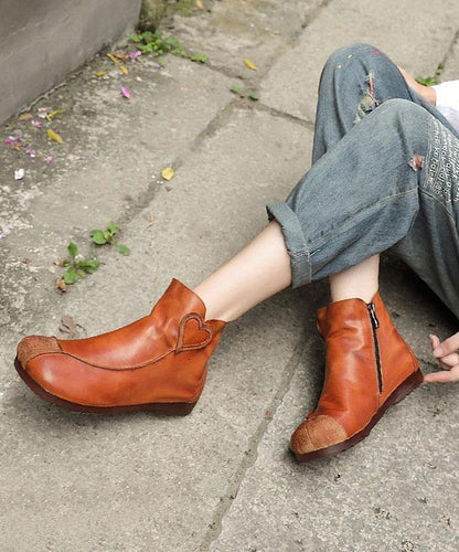 Brown Boots Cowhide Leather Boutique Splicing Ankle Boots
