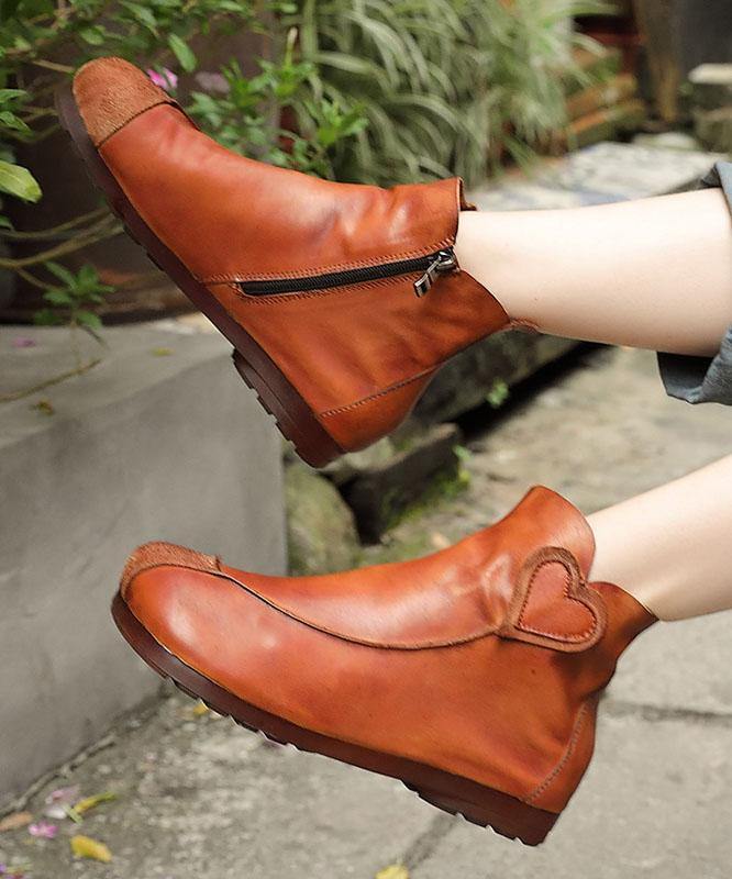 Chocolate Boots Cowhide Leather Ankle Boots