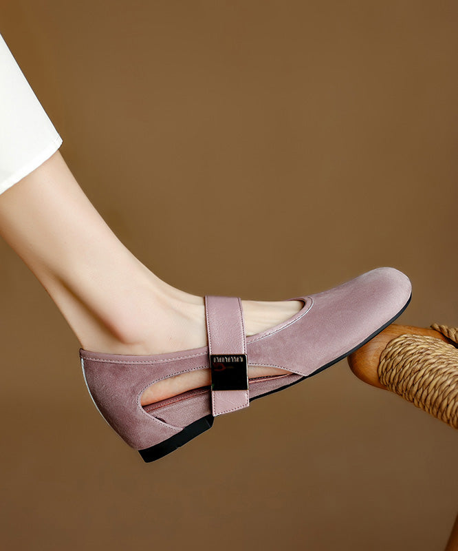 Brown Buckle Strap Splicing Suede Wedge Shoes