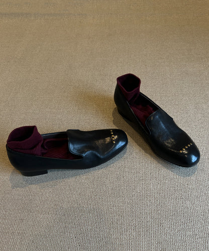 Brown Faux Leather Rivet Splicing Loafers for