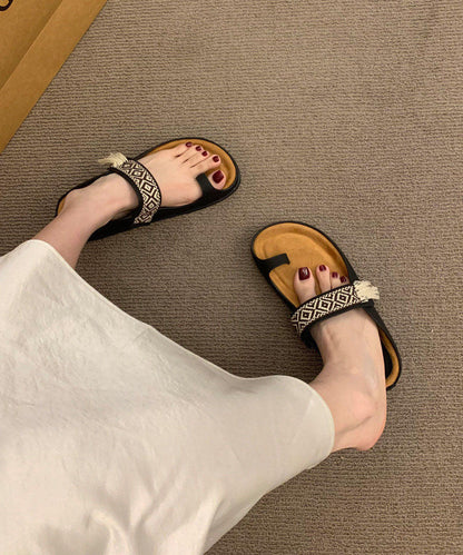 Brown Faux Leather Soft Toed Slippers for Summer