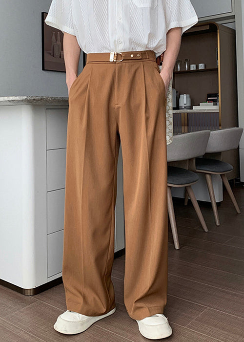 Brown Spandex Fall Pants High Waist