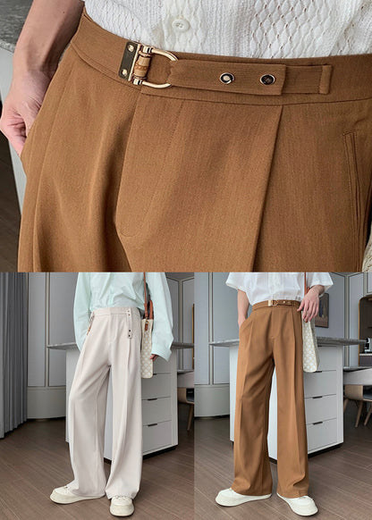 Brown Spandex Fall Pants High Waist