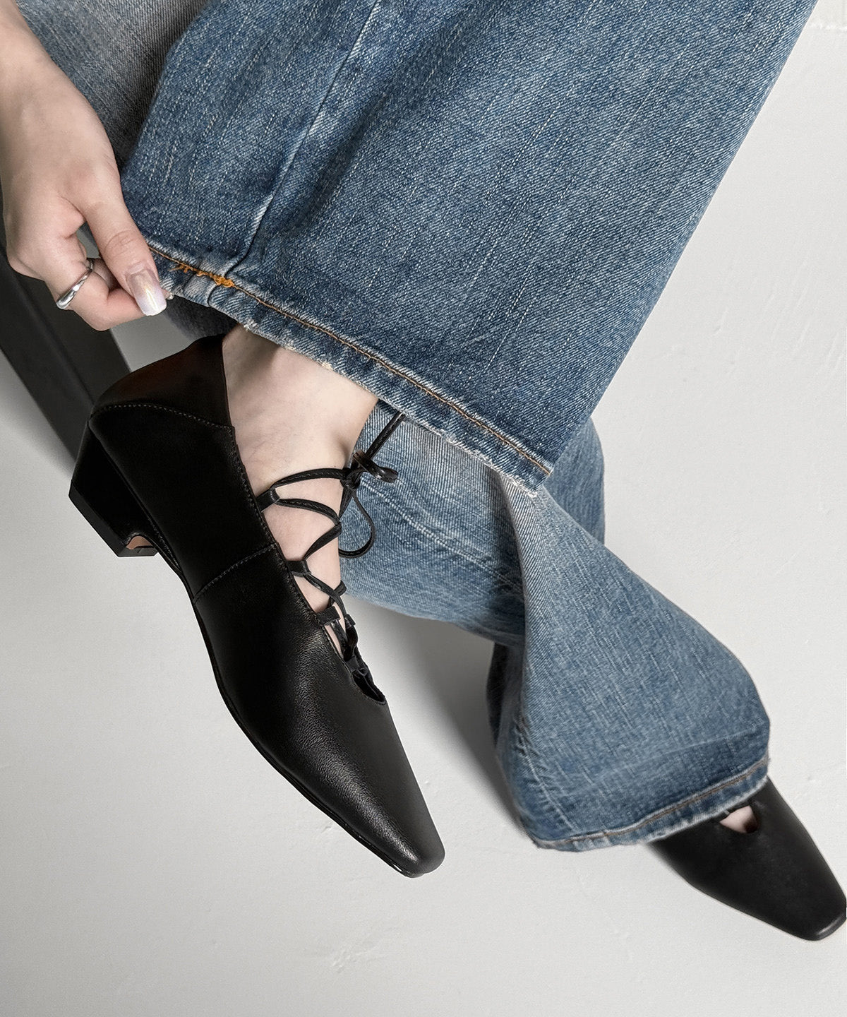Brown Suede Cross Strap Splicing French Chunky Shoes