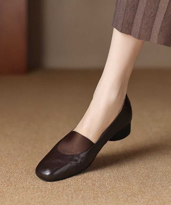 Brown Chunky Sheepskin Comfy Splicing Loafers