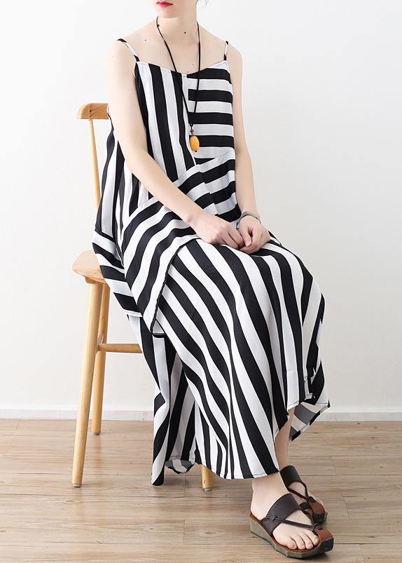 Buy Black Striped Chiffon Clothes for Work Spaghetti Strap Robes Summer Dress
