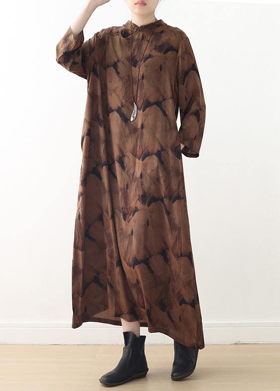 Buy O Neck Baggy Spring Kaftans Fitted Life Chocolate Print Dresses