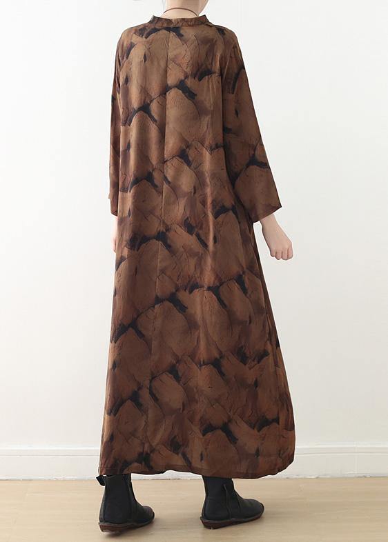 Buy O Neck Baggy Spring Kaftans Fitted Life Chocolate Print Dresses