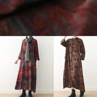 Buy O Neck Baggy Spring Kaftans Fitted Life Chocolate Print Dresses